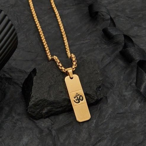 OM Gold plated necklace