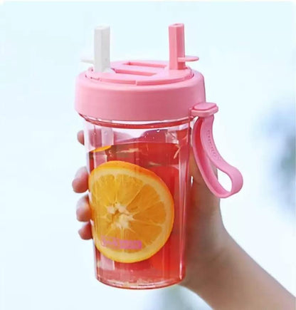 2-in-1 1000 ml Water Bottle: Hot & Cold, Double Straws Included