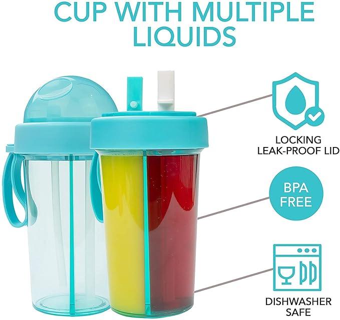 2-in-1 1000 ml Water Bottle: Hot & Cold, Double Straws Included