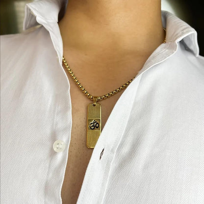 OM Gold plated necklace