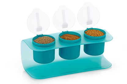 3-Piece Container Set with Lid, Spoon & Stand