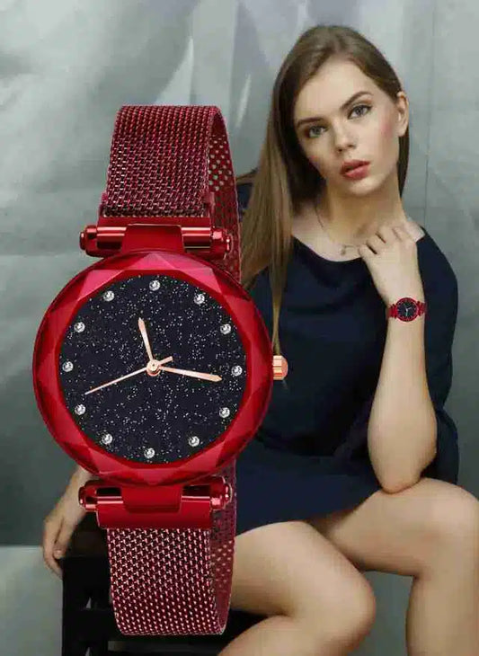 Analog Chain Watch (Red)